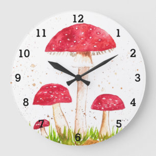 Toadstools Autumn Forest Mushroom Nature Fungus Large Clock