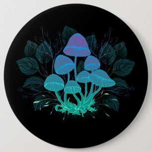 Toadstools in Bushes 6 Cm Round Badge