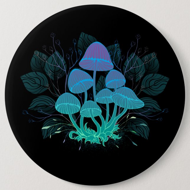 Toadstools in Bushes 6 Cm Round Badge (Front)