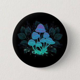 Toadstools in Bushes 6 Cm Round Badge