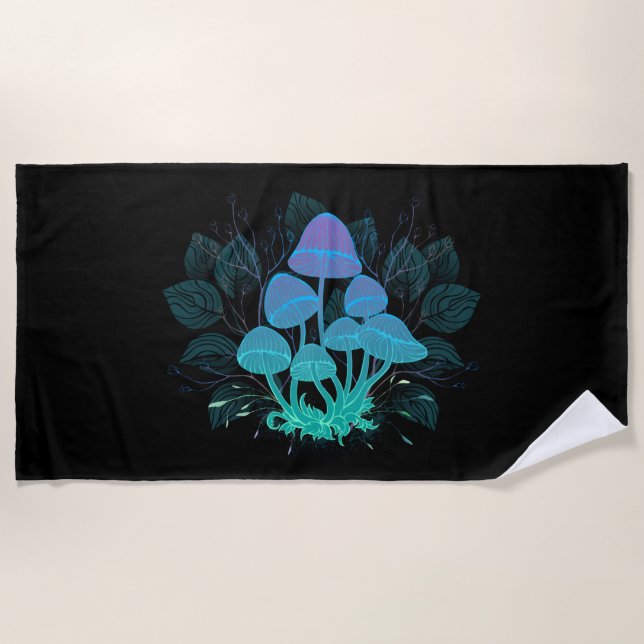 Toadstools in Bushes Beach Towel (Front)