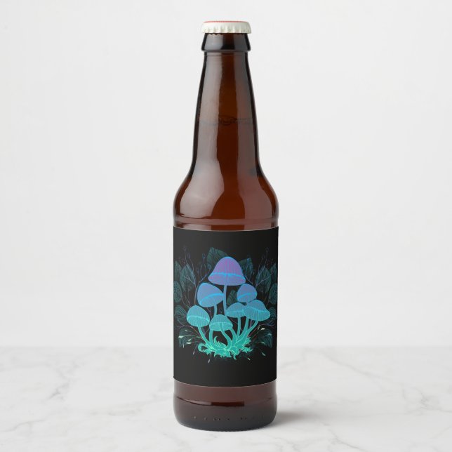 Toadstools in Bushes Beer Bottle Label (Front)