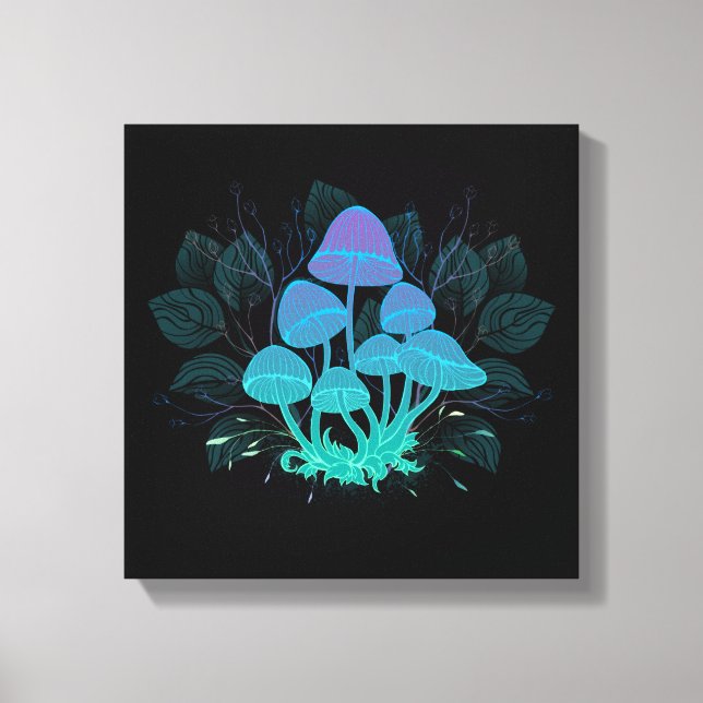 Toadstools in Bushes Canvas Print (Front)