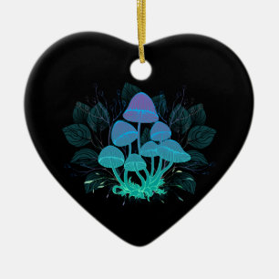 Toadstools in Bushes Ceramic Tree Decoration