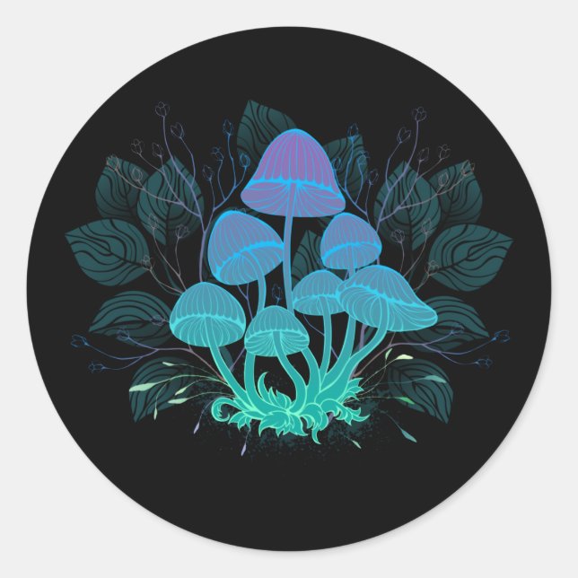 Toadstools in Bushes Classic Round Sticker (Front)