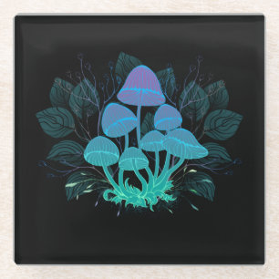 Toadstools in Bushes Glass Coaster