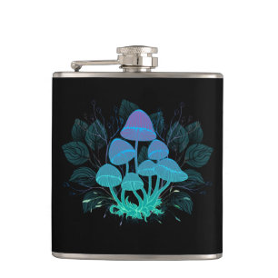 Toadstools in Bushes Hip Flask