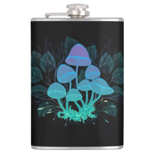 Toadstools in Bushes Hip Flask