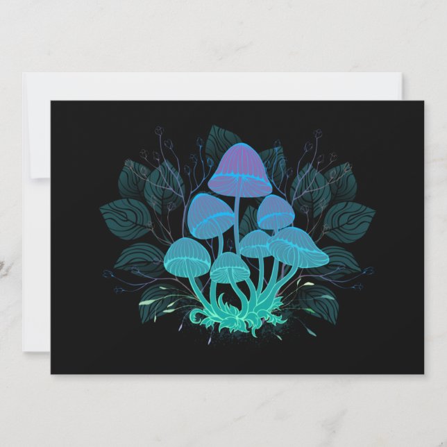 Toadstools in Bushes Holiday Card (Front)