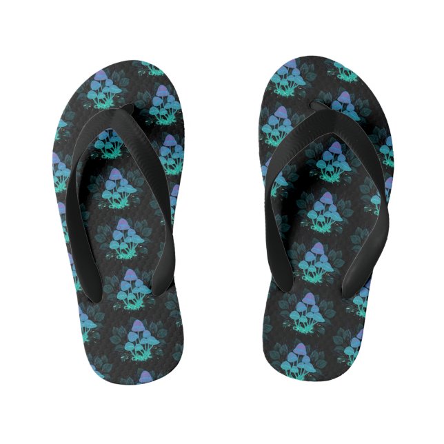 Toadstools in Bushes Kid's Flip Flops (Footbed)