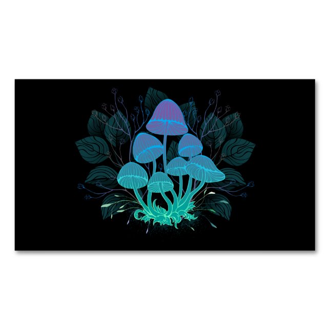 Toadstools in Bushes Magnetic Business Card (Front)