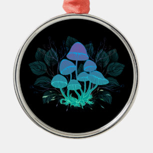 Toadstools in Bushes Metal Tree Decoration