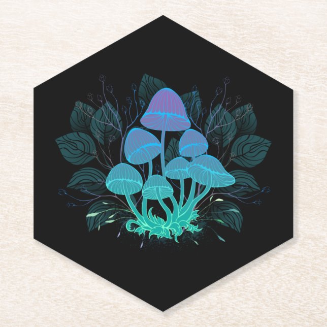 Toadstools in Bushes Paper Coaster (Front)