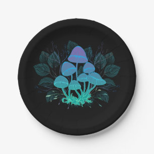 Toadstools in Bushes Paper Plate