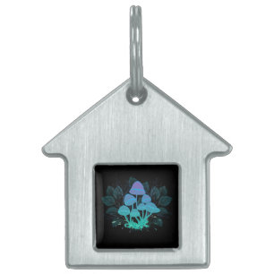 Toadstools in Bushes Pet ID Tag