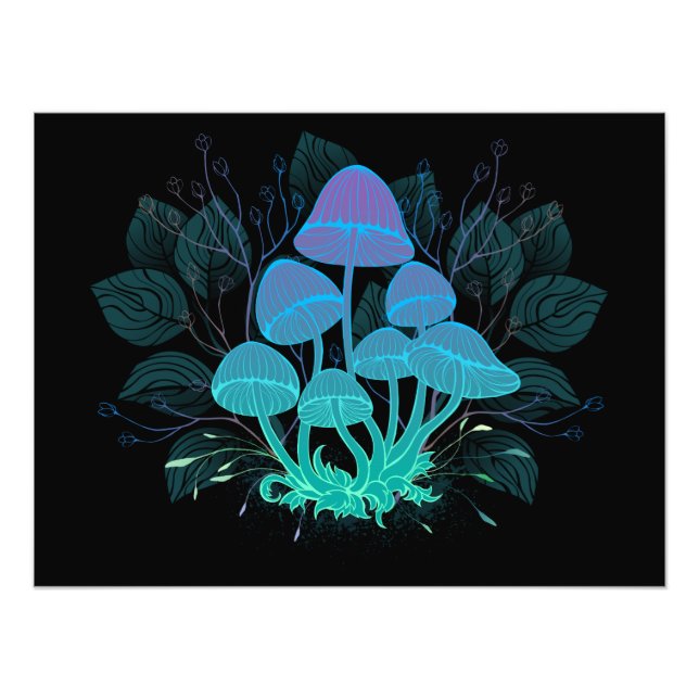 Toadstools in Bushes Photo Print (Front)