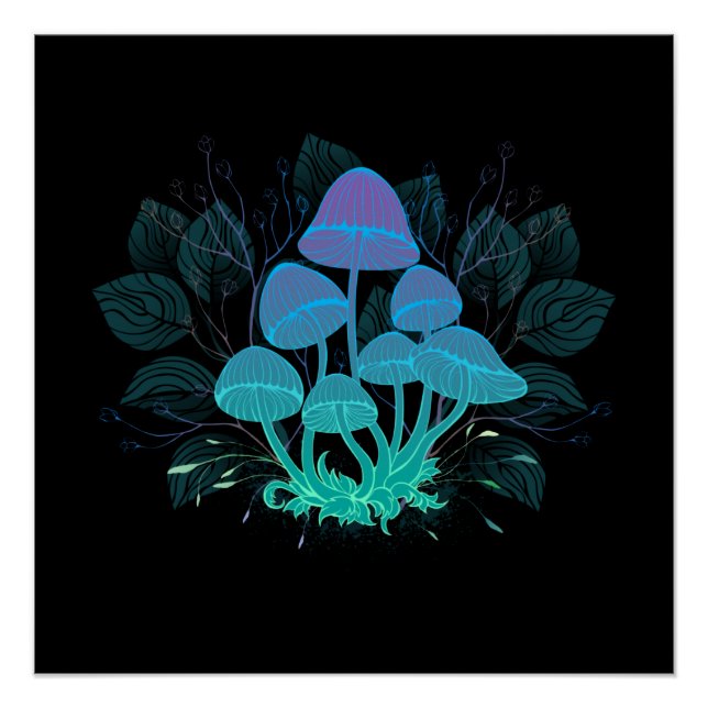 Toadstools in Bushes Poster (Front)