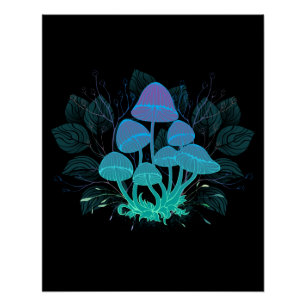Toadstools in Bushes Poster