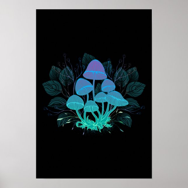 Toadstools in Bushes Poster (Front)