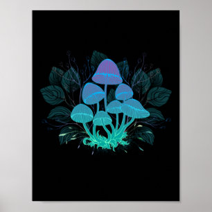 Toadstools in Bushes Poster