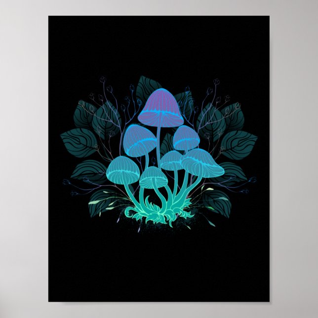 Toadstools in Bushes Poster (Front)