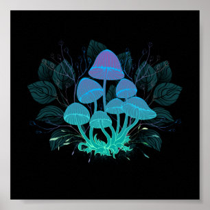 Toadstools in Bushes Poster