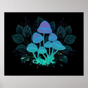 Toadstools in Bushes Poster