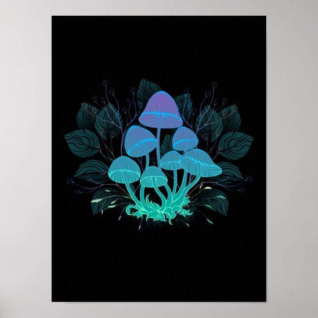 Toadstools in Bushes Poster (Front)