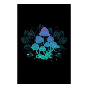 Toadstools in Bushes Poster