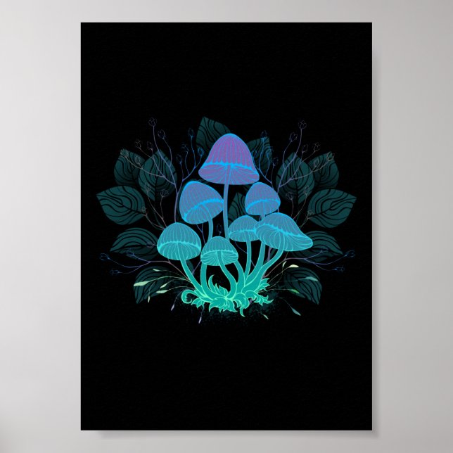 Toadstools in Bushes Poster (Front)