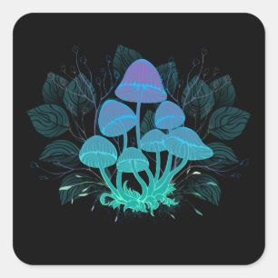 Toadstools in Bushes Square Sticker