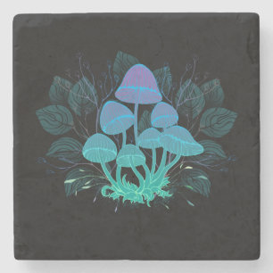 Toadstools in Bushes Stone Coaster