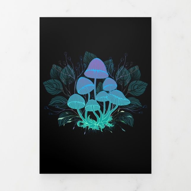 Toadstools in Bushes Tri-Fold Invitation (Cover)