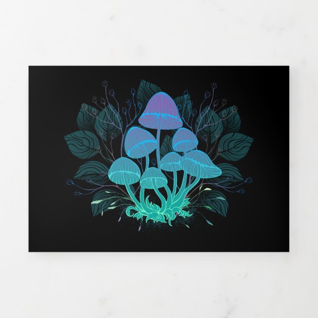 Toadstools in Bushes Tri-Fold Invitation (Cover)