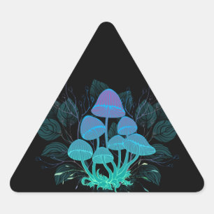Toadstools in Bushes Triangle Sticker