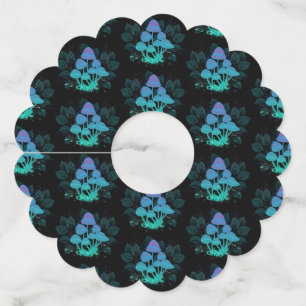 Toadstools in Bushes Wine Glass Tag