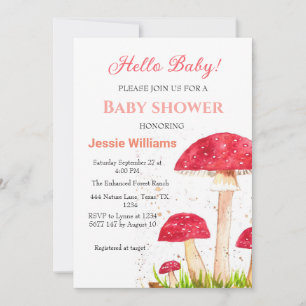 Toadstools Mushroom Baby Shower Red Nature Invitation