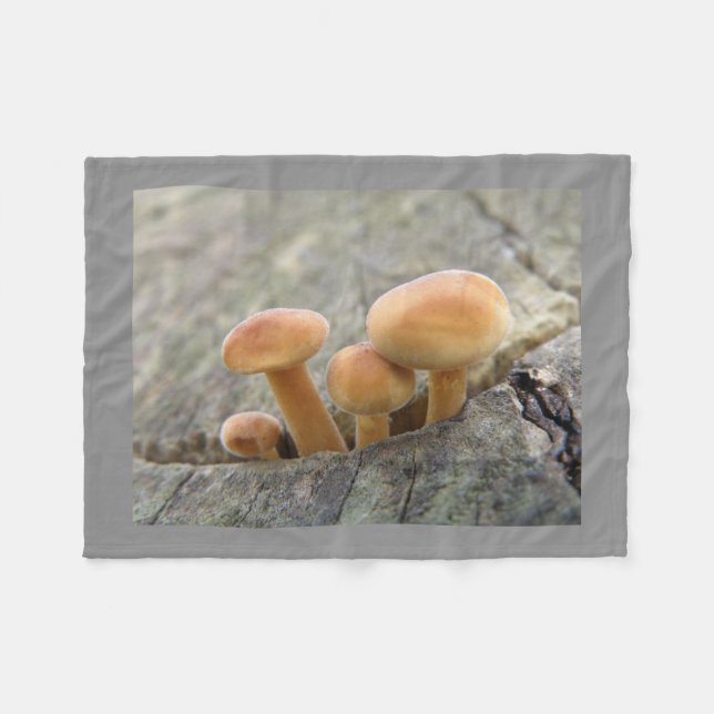 Toadstools on a Tree Trunk Fleece Blanket (Front (Horizontal))