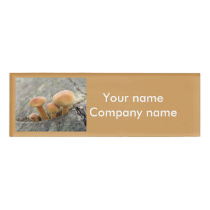 Toadstools on a Tree Trunk Personalised Name Tag