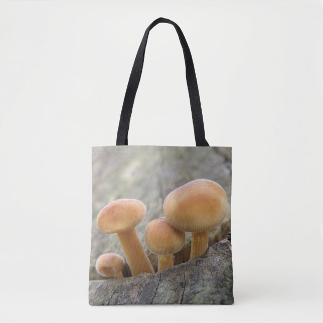 Toadstools on a Tree Trunk Tote Bag (Front)