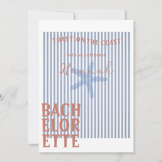 Toast on the Coast Bachelorette Invite and Details (Front)