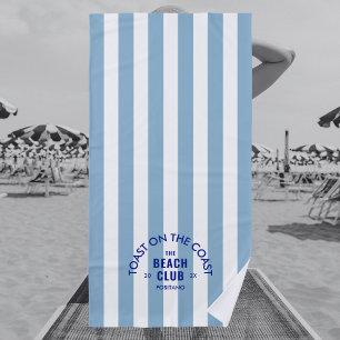 Toast On The Coast The Beach Club Blue Stripe Towel