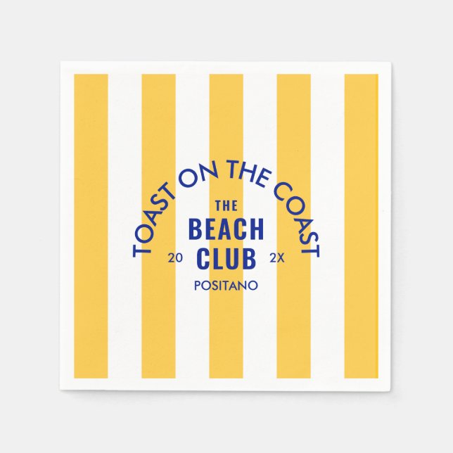 Toast On The Coast The Beach Club Yellow Stripe Napkin (Front)