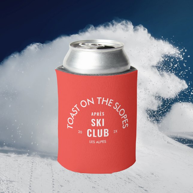 Toast On The Slopes Après Ski Club Retro Red Can Cooler (Creator Uploaded)