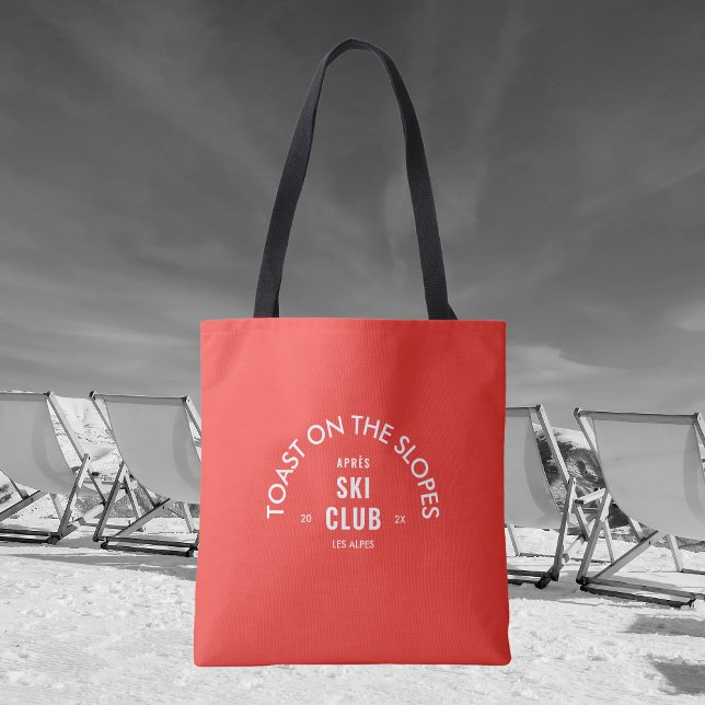 Toast On The Slopes Après Ski Club Retro Red Tote Bag (Creator Uploaded)