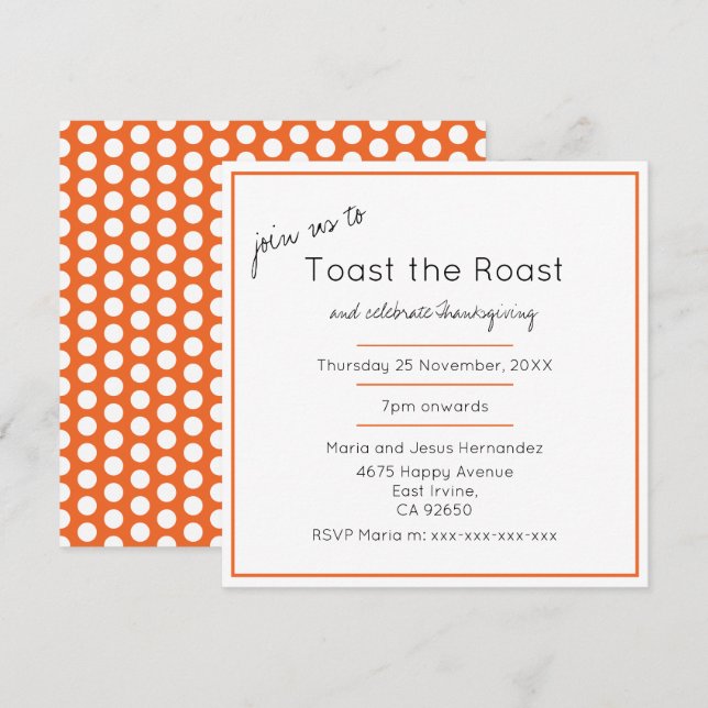 Toast the Roast Modern Thanksgiving Dinner Party Invitation (Front/Back)