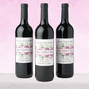 Toast to Mum Floral Mother's Day Wine Label