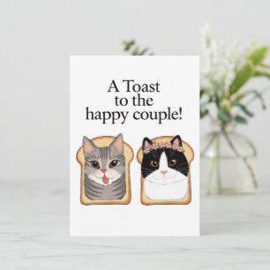 Toast To The Happy Couple Funny Cat Wedding Engage Card