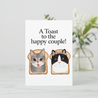 Toast To The Happy Couple Funny Cat Wedding Engage Card