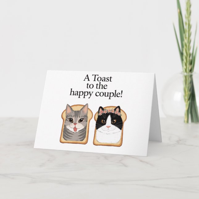 Toast To The Happy Couple Funny Cat Wedding Engage Invitation (Front)